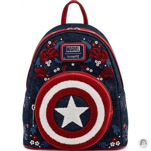 Loungefly Mini sacs à dos Mini sac à dos 80ème Anniversaire de Captain America Bouclier Floral Captain America (Marvel)