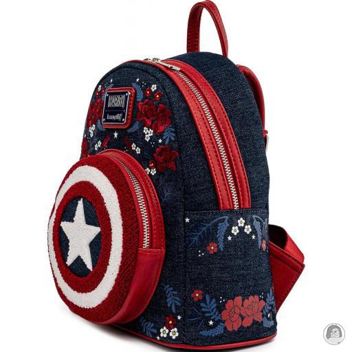 Loungefly Mini sac à dos 80ème Anniversaire de Captain America Bouclier Floral Captain America (Marvel) (Captain America (Marvel))