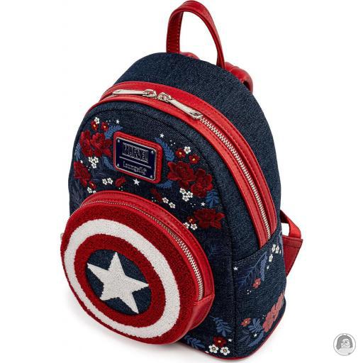 Loungefly Mini sac à dos 80ème Anniversaire de Captain America Bouclier Floral Captain America (Marvel) (Captain America (Marvel))