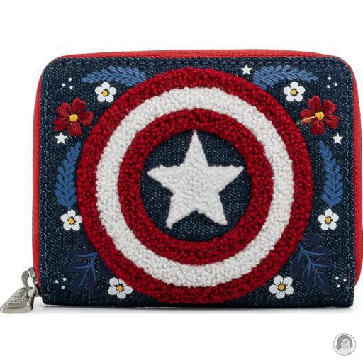 Loungefly Captain America (Marvel) Portefeuille zippé 80ème Anniversaire de Captain America Bouclier Floral Captain America (Marvel)