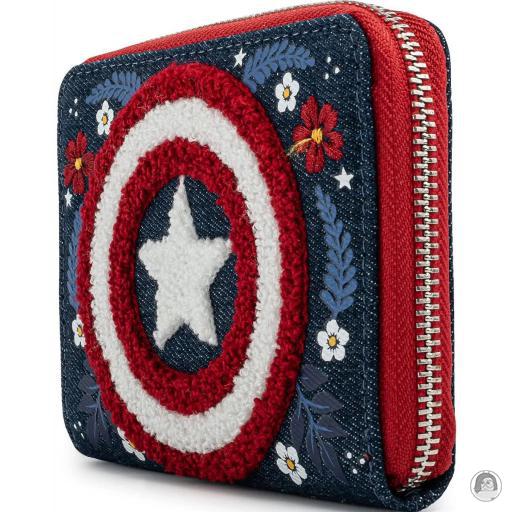 Loungefly Portefeuille zippé 80ème Anniversaire de Captain America Bouclier Floral Captain America (Marvel) (Captain America (Marvel))