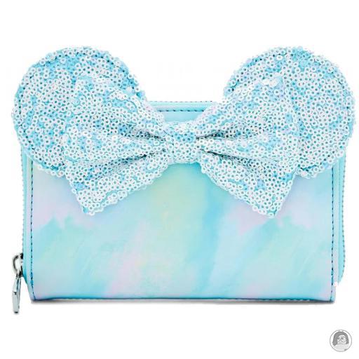 Loungefly Sequin Portefeuille zippé Minnie Mouse avec un Nœud Sequin Bleu Mickey Mouse (Disney)