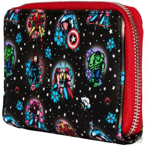 Loungefly Portefeuille zippé Tatouage Floral Avengers (Marvel) (Avengers (Marvel))