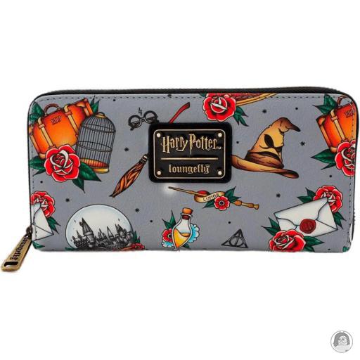 Loungefly Impression intégrale Portefeuille zippé Tatouage Relique Harry Potter (Wizarding World)