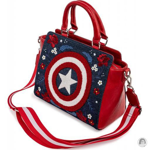 Loungefly Sac à main 80ème Anniversaire de Captain America Bouclier Floral Captain America (Marvel) (Captain America (Marvel))